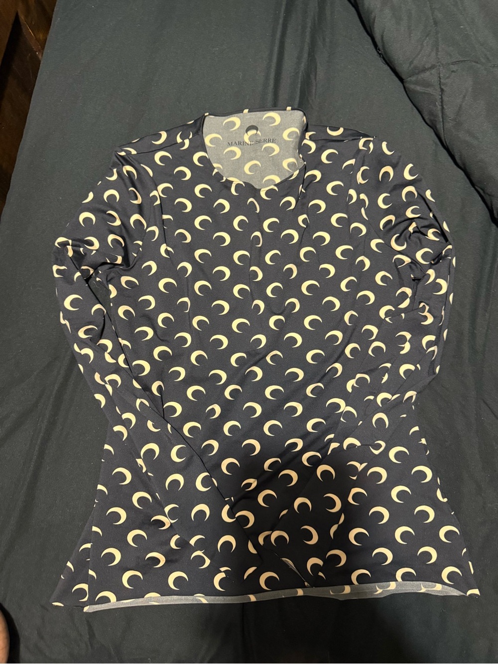 Marine Serre women’s Black Long Sleeve Crescent Moon Top